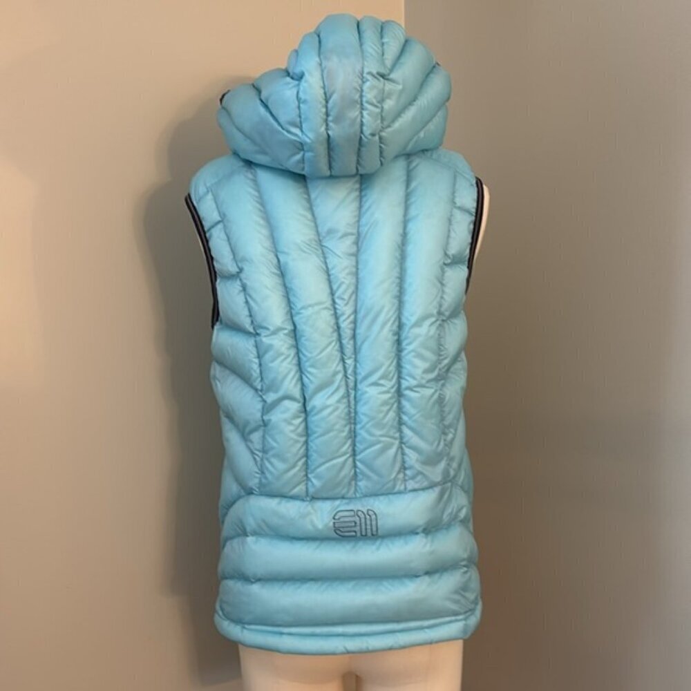 State of Elevenate Goose Down Hooded Puffer Vest Blue Size Small - Picture 7 of 11